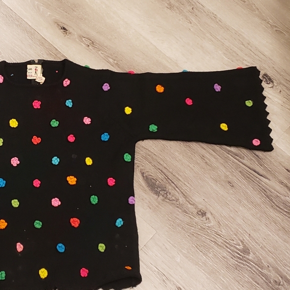 Vintage Sweater Phil Rose of California Wool Crochet Applique 1960s Small - Picture 3 of 5